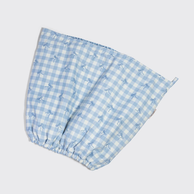 Kitsch Satin Lined Flexi Shower Cap Gingham Blue