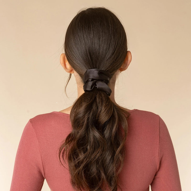 Kitsch Satin Scrunchies Black & Chocolate