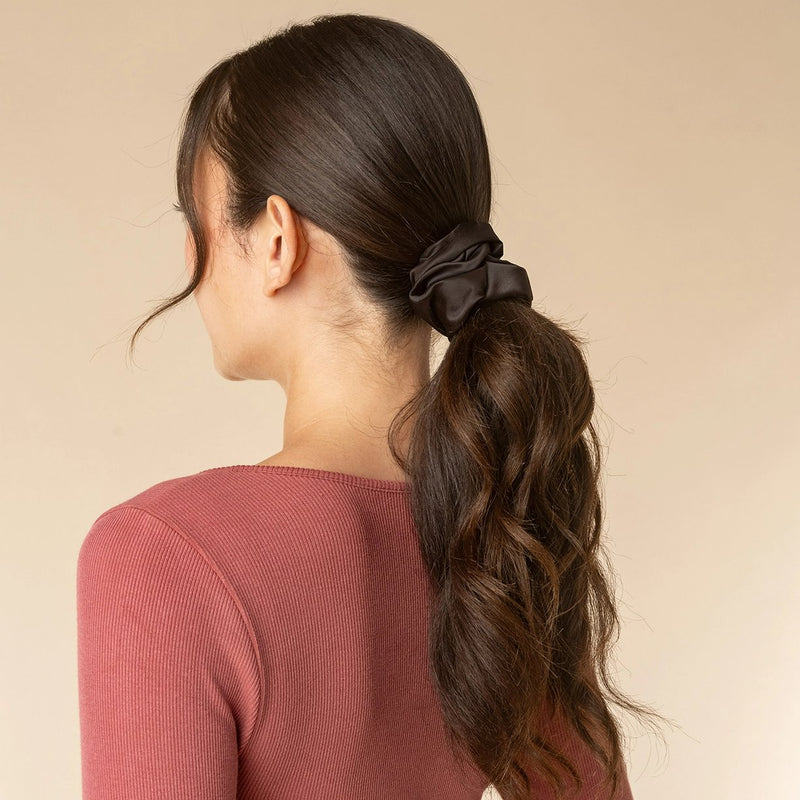 Kitsch Satin Scrunchies Black & Chocolate