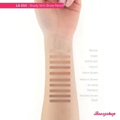 LA Girl Shady Slim Brow Pencil Blackest Brown, wenkbrauwpotlood met spoolie