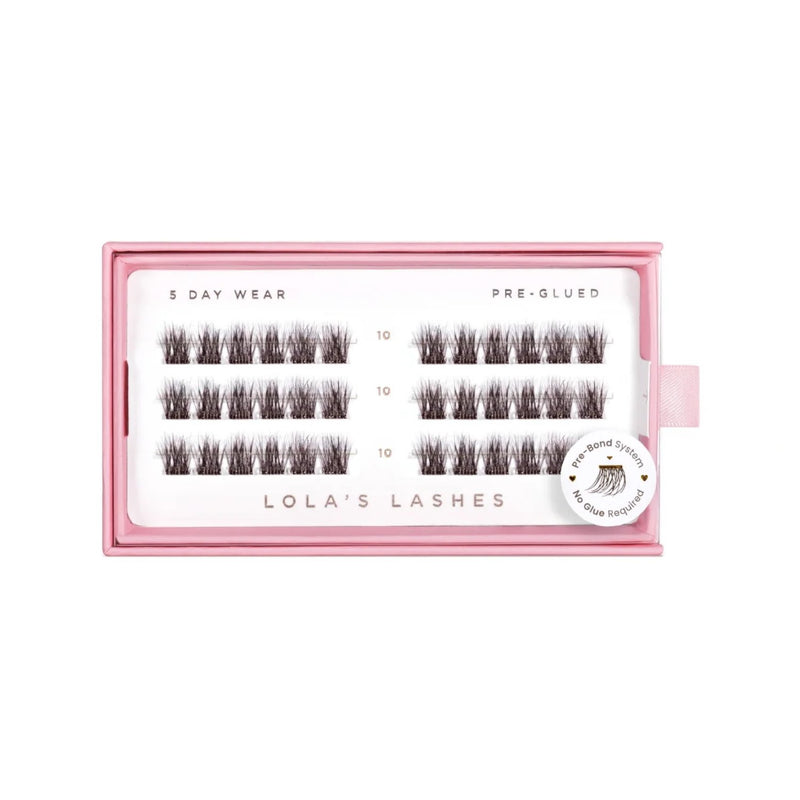 Lola's Lashes Pre-glued Lashes Soft Wisp Brown 10mm, voorgelijmde bruine clusterwimpers