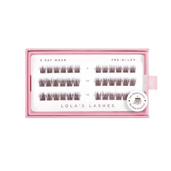 Lola's Lashes Pre-glued Lashes Soft Wisp Brown Petite Pack, voorgelijmde wimperclusters in bruin