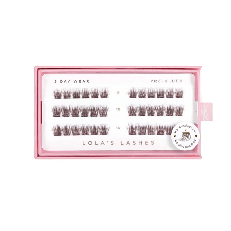 Lola's Lashes Pre-glued Lashes Soft Wisp Brown Petite Pack, voorgelijmde wimperclusters in bruin