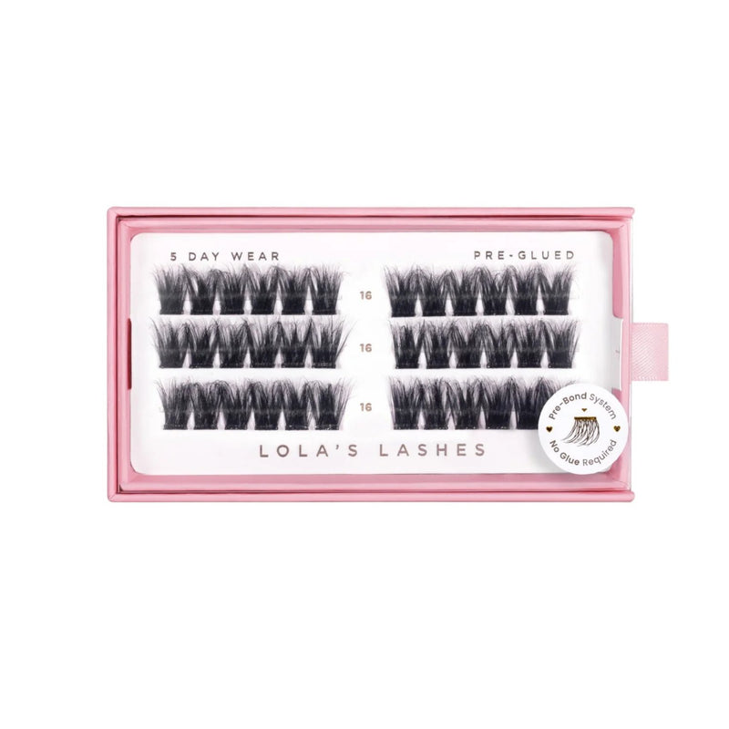 Lola's Lashes Pre-glued Lashes Wispy Volume 16mm, set pre-glued wimperclusters voor volume.