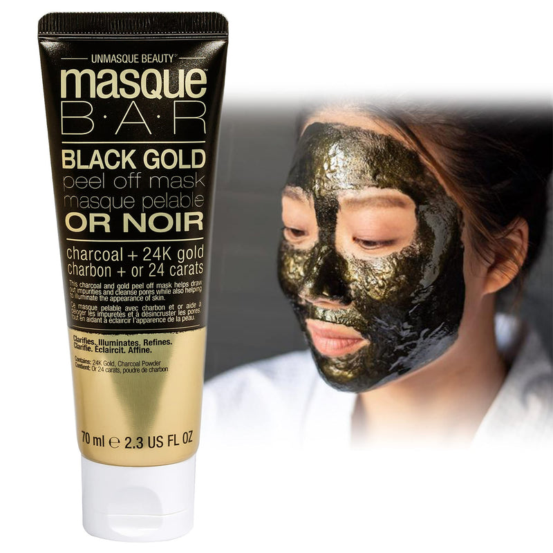 Masque Bar Peel-off Mask Black Gold, diepreinigend peel-off masker met houtskool en goud