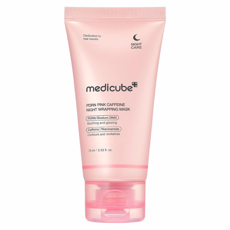 Medicube PDRN PINK Caffeine Night Wrapping Mask, een hydraterend peel-off masker voor de nacht.