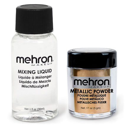 Mehron Makeup Metallic Powder Gold with Mixing Liquid
