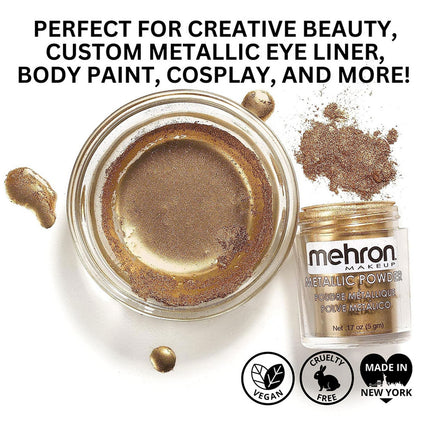 Mehron Makeup Metallic Powder Gold with Mixing Liquid
