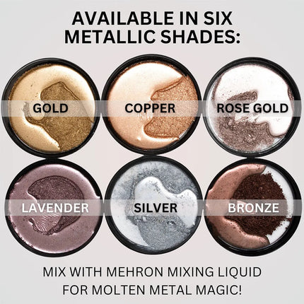 Mehron Makeup Metallic Powder Silver with Mixing Liquid