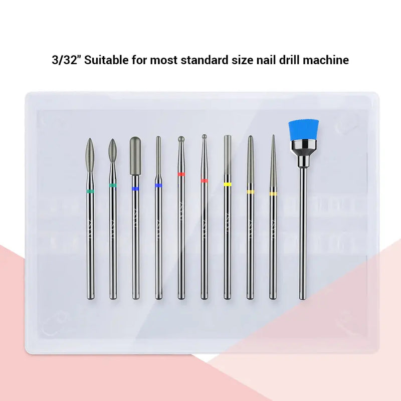MelodySusie Diamond Cuticle Nail Drill Bits Set 10Pcs