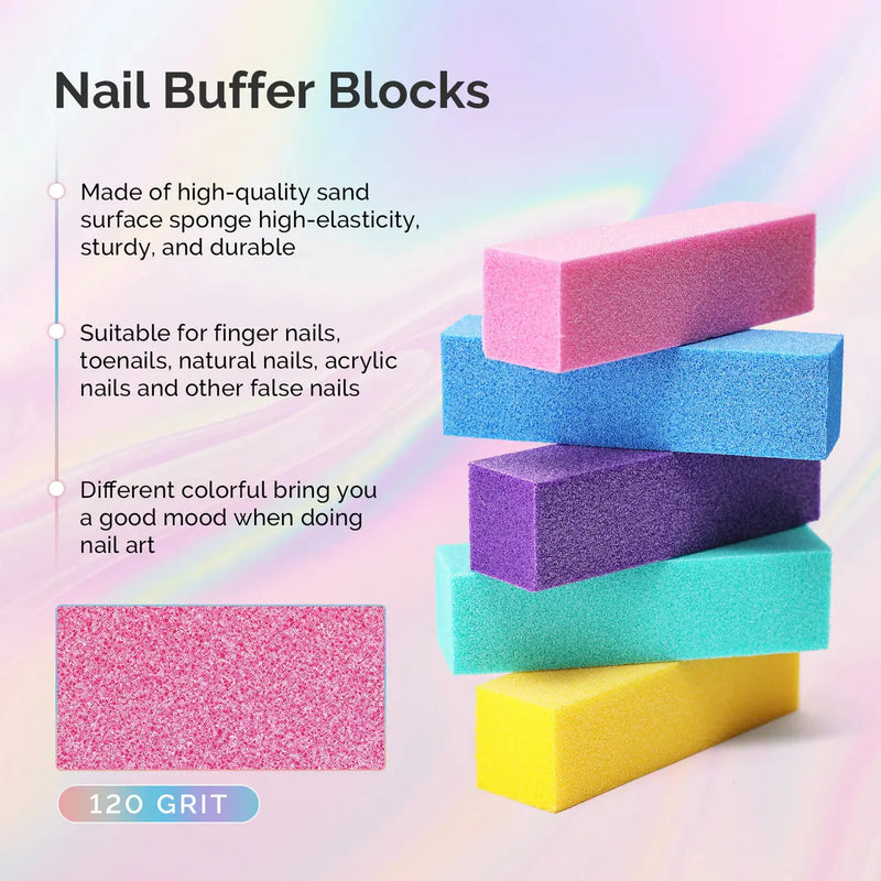 MelodySusie Professional Nail Files & Buffers 100/180 Grit 16Pcs