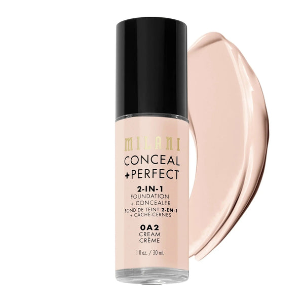 Milani 2-in-1 Foundation and Concealer 0A2 Cream, full coverage foundation en concealer