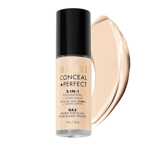 Milani 2-in-1 Foundation and Concealer 0A3 Warm Porcelain, full coverage foundation en concealer