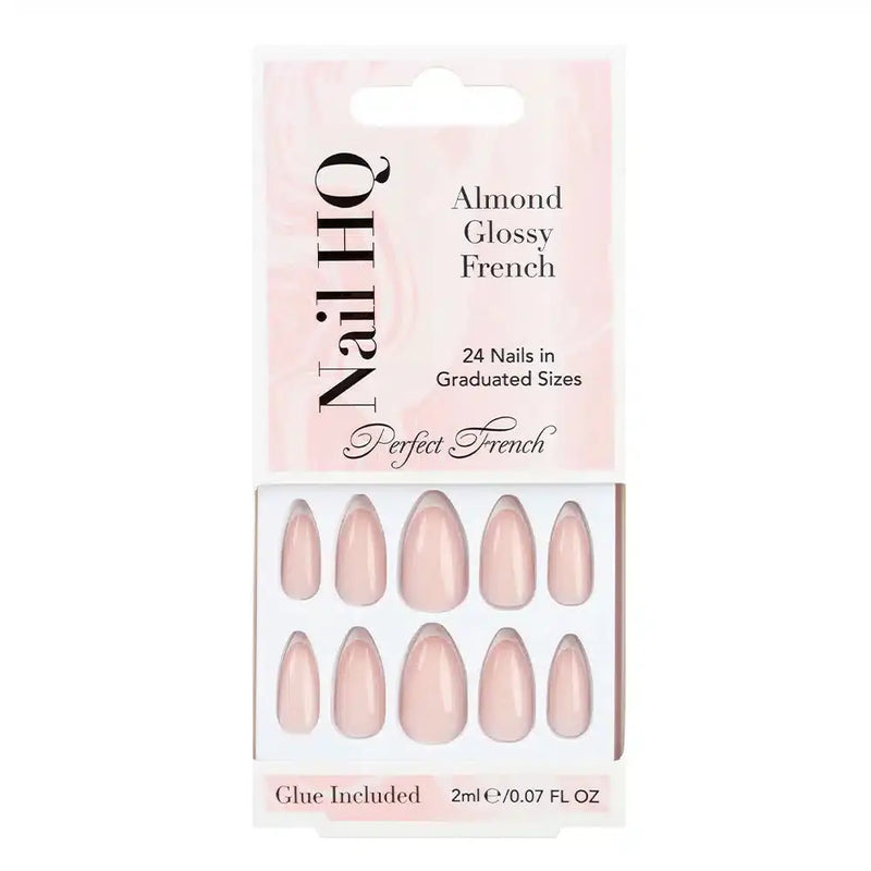 Nail HQ Almond Glossy French Nails