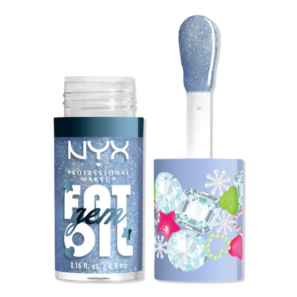 NYX Professional Makeup Bling the Halls Fat Oil Silver Bling, hydraterende lipolie met zilveren glans