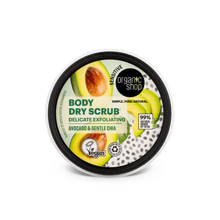 Organic Shop Body Dry Scrub Delicate Exfoliating Avocado and Gentle Chia