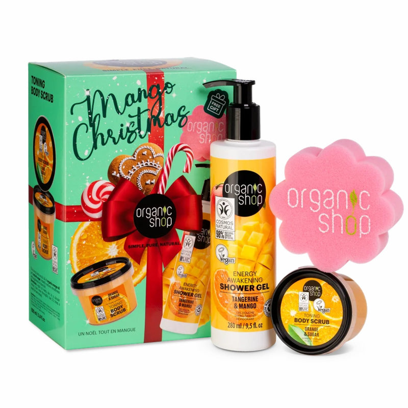 Organic Shop Mango Christmas Make Your Holidays Juicy! giftset met douchegel en bodyscrub