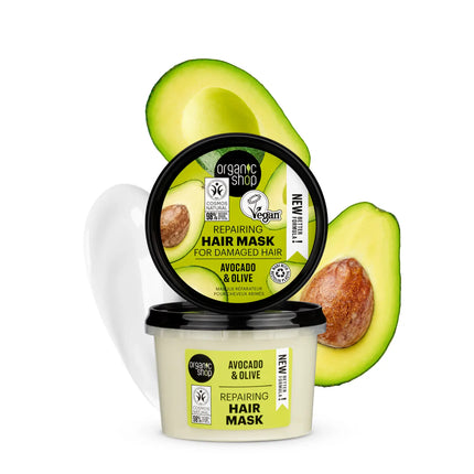 Organic Shop Repairing Hair Mask for Damaged Hair Avocado and Olive