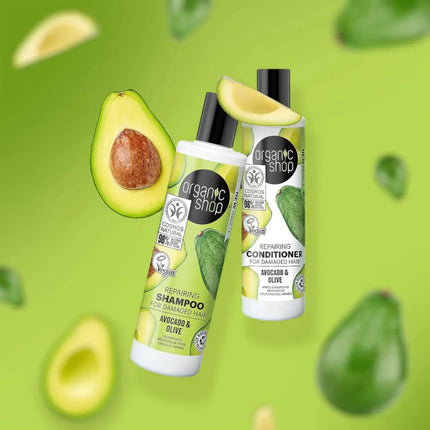 Organic Shop Repairing Shampoo for Damaged Hair Avocado and Olive