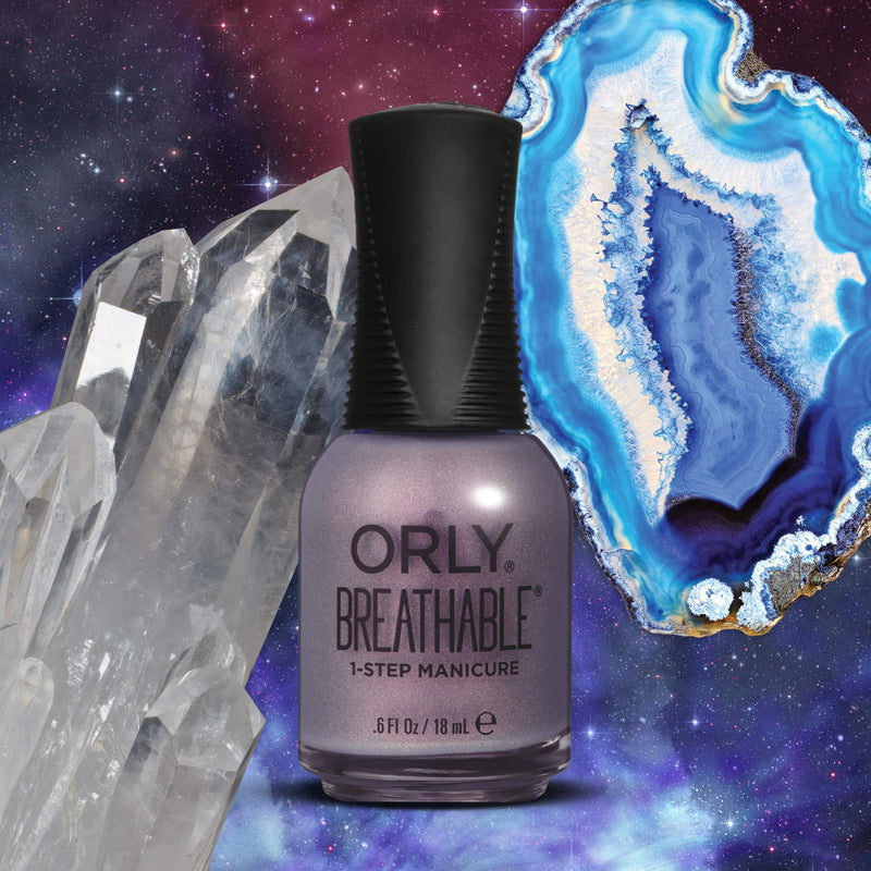 Orly Mani-festo Nail Polish Collection Cry Me A Crystal, rokerig grijze nagellak met holografische deeltjes, foto 5 van 5