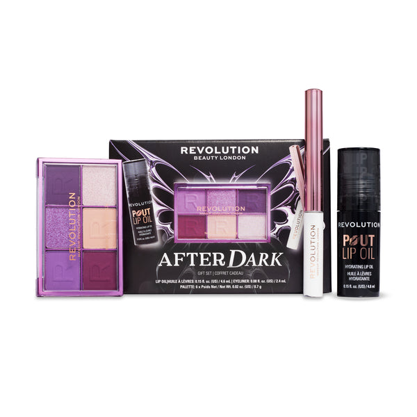 After Dark Giftset met de doos en de drie producten ernaast