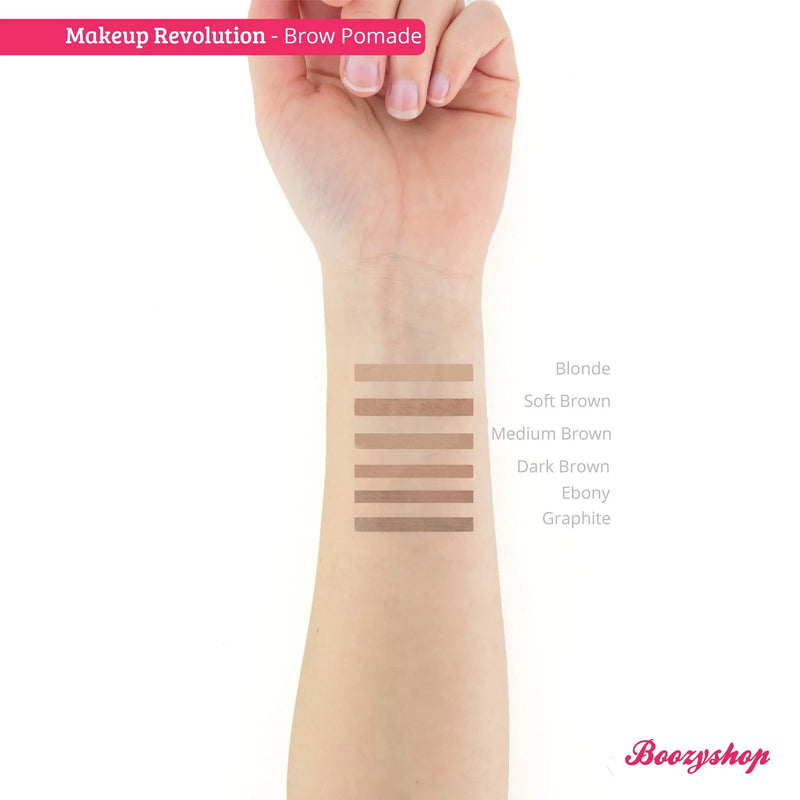 Revolution Brow Pomade Medium Brown, wenkbrauw pomade met waterproof finish