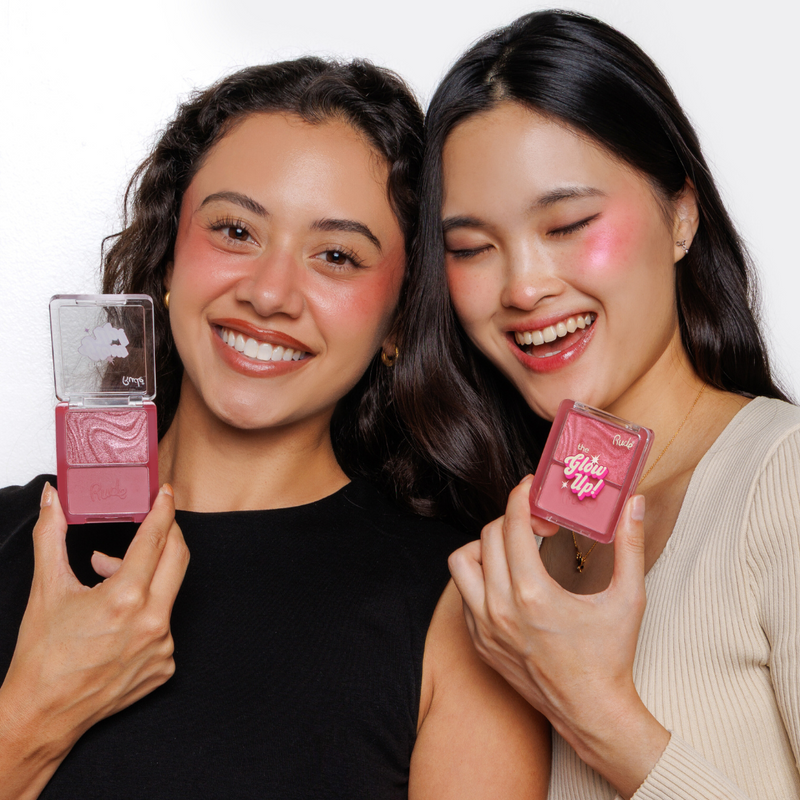 Rude Cosmetics The Glow Up! Matte & Shimmer Blush Duo Rosy Haze, blush met matte en shimmer finish, foto 6 van 8