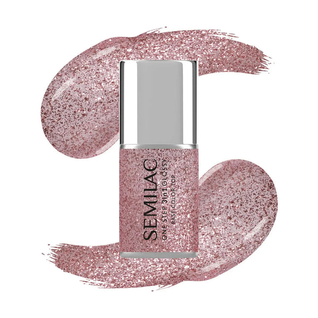 Semilac One Step 3in1 Glossy S250 Glitter Pink