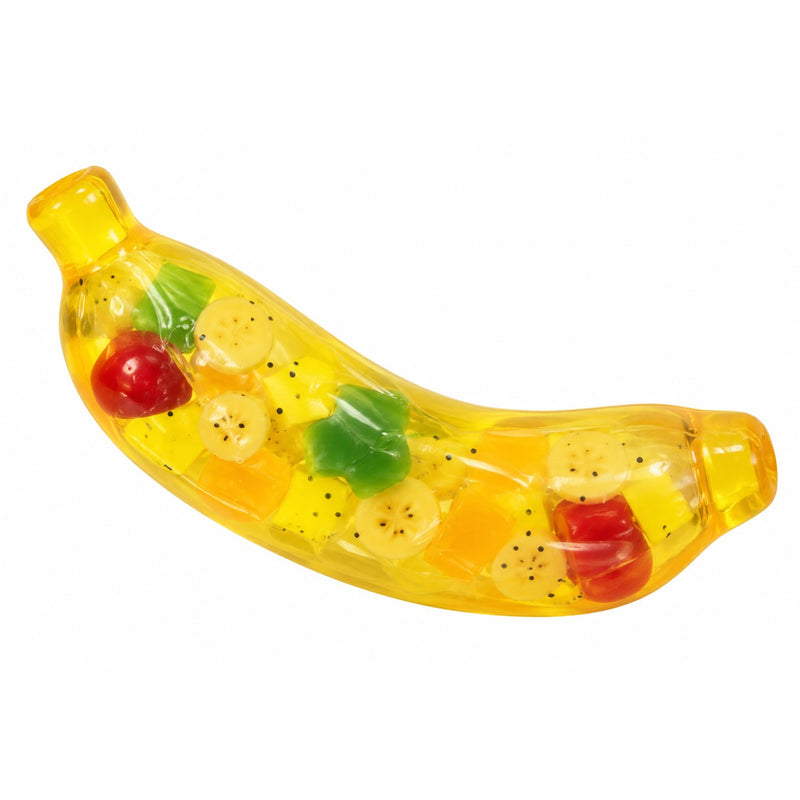Squishy Vaseline Banana Fruit Filled Squishy, transparante banaan squishy met fruitstukjes