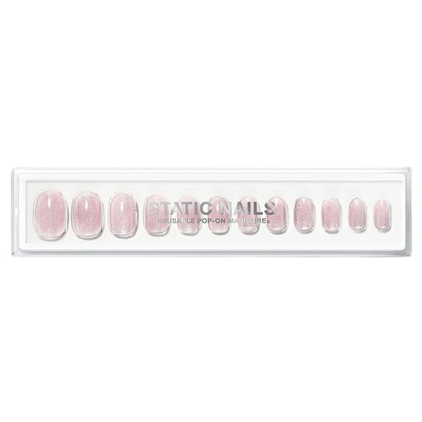 Static Nails Reusable Pop-On Manicure Velvet Nails Pink Round