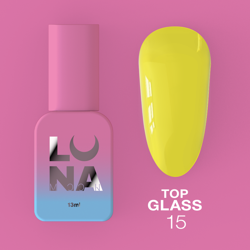 Lunamoon Top Glass Nr15 gellak top coat met gekleurde glazen finish