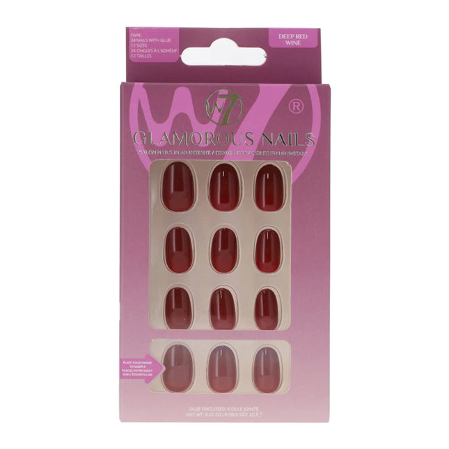 W7 Cosmetics Glamorous Press-On Nails Deep Red Wine